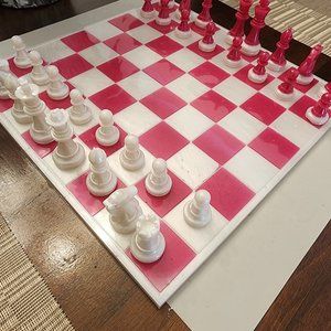 Pink resin chess set